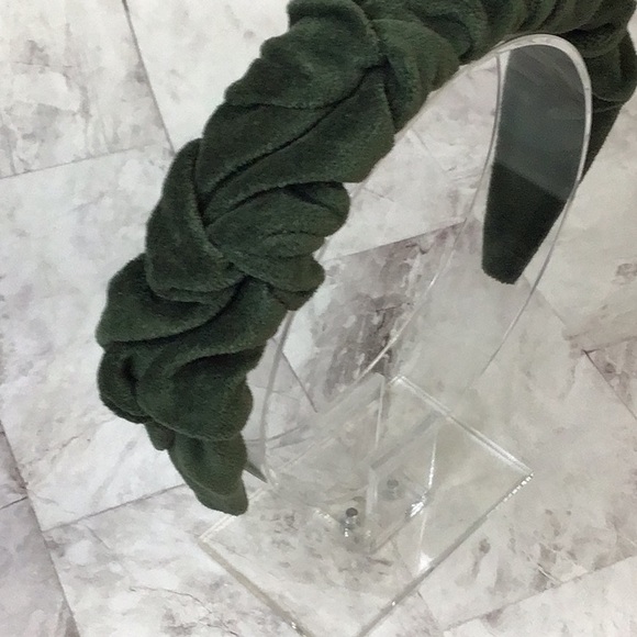 Hunter Green Velvet Handmade Headband - Picture 2 of 4